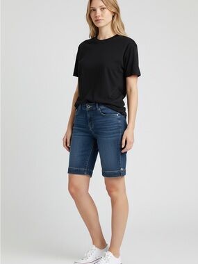 Gloria Vanderbilt the perfect fit denim Bermuda shorts Women 10 dark wash cuffed